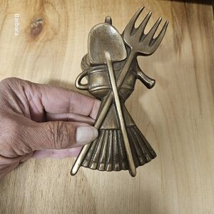 Vintage Brass Garden Tools Door Knocker